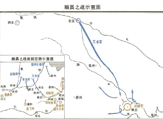顺昌之战战前、战中态势示意图