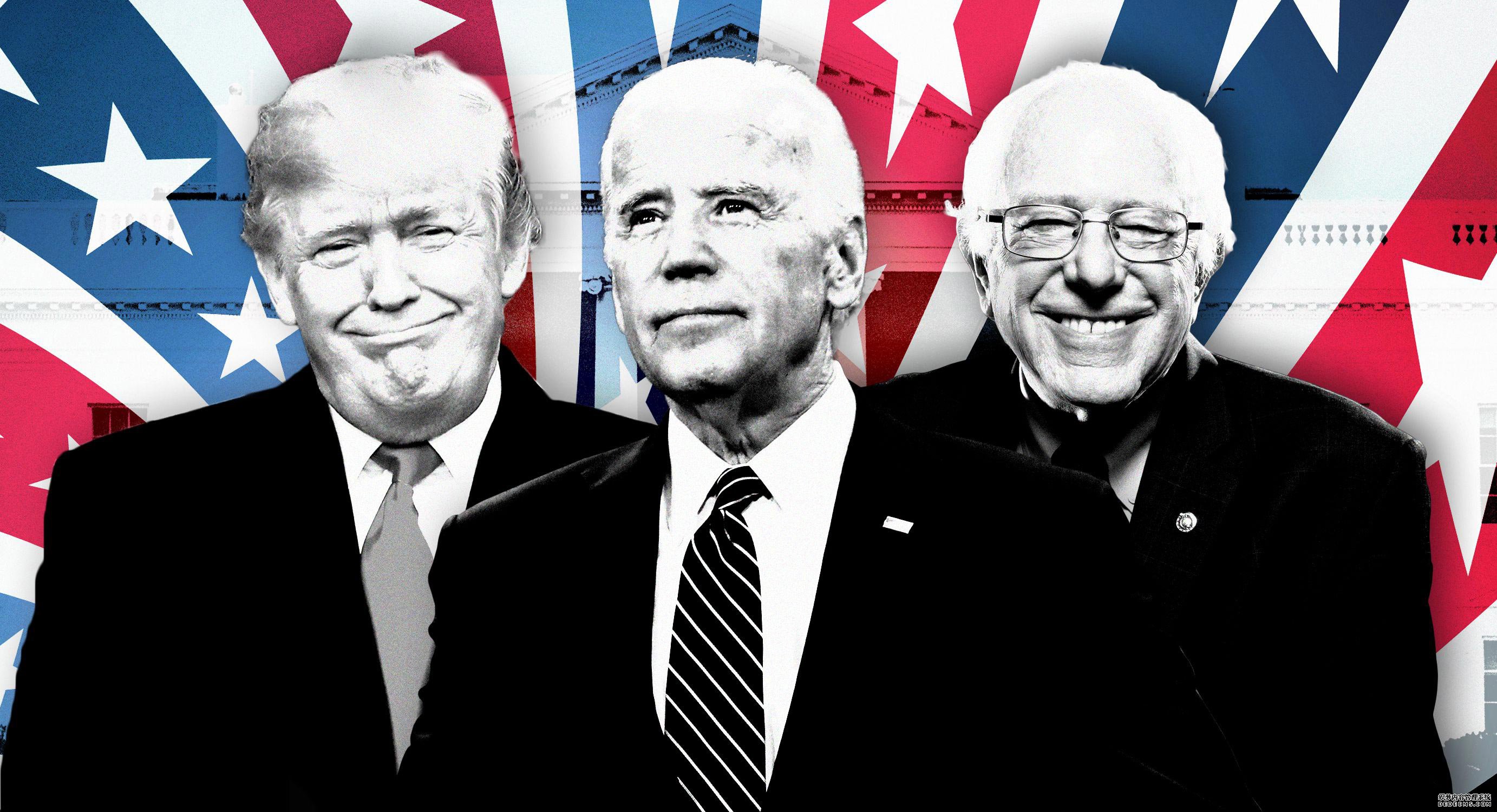 ͼΪ(AP)ǰͳԼɪ·ޱ·“”·ݵ(Joseph Robinette“Joe”BidenJr)м䣩Ա·ɣ˹(Bernie Sanders)ңѡ2020ͳƴͼɲ鿴ԭͼ